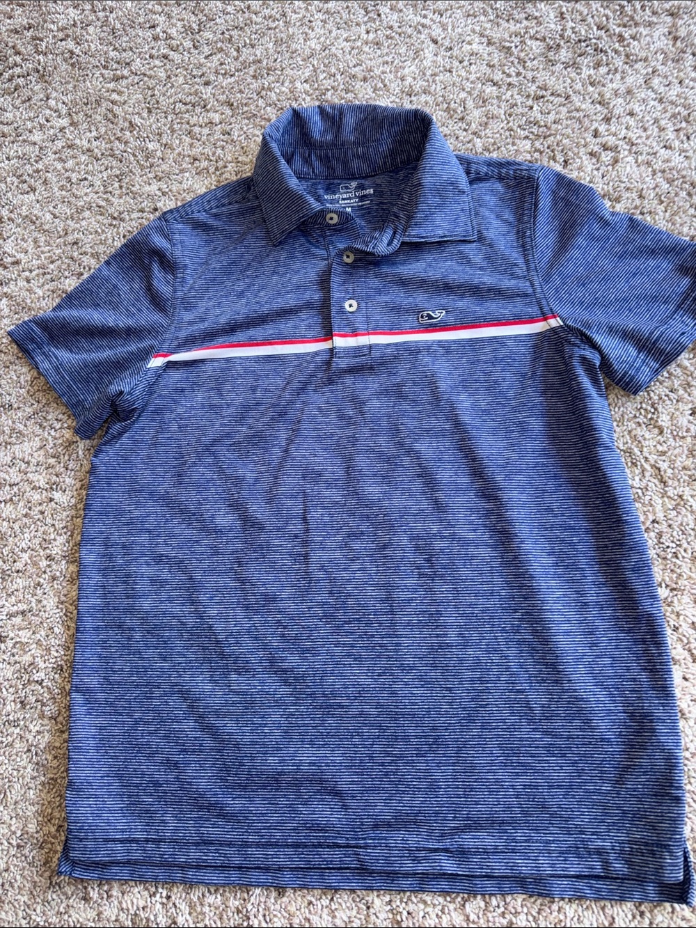 Vineyard Vines Sankaty navy striped polo size medium or 12-14